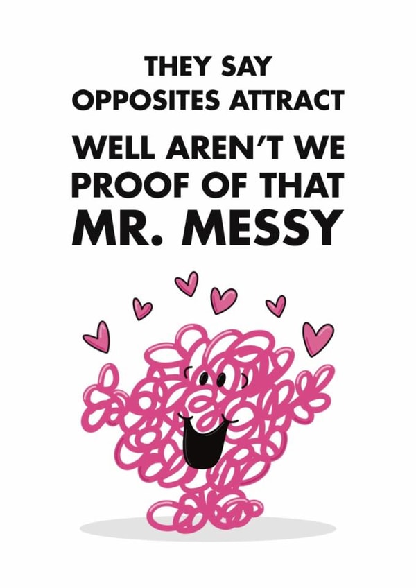 Mr.Men Valentine's Day Card - Opposites Attract - Mr. Messy & Little Miss Tidy created by Mr. Men