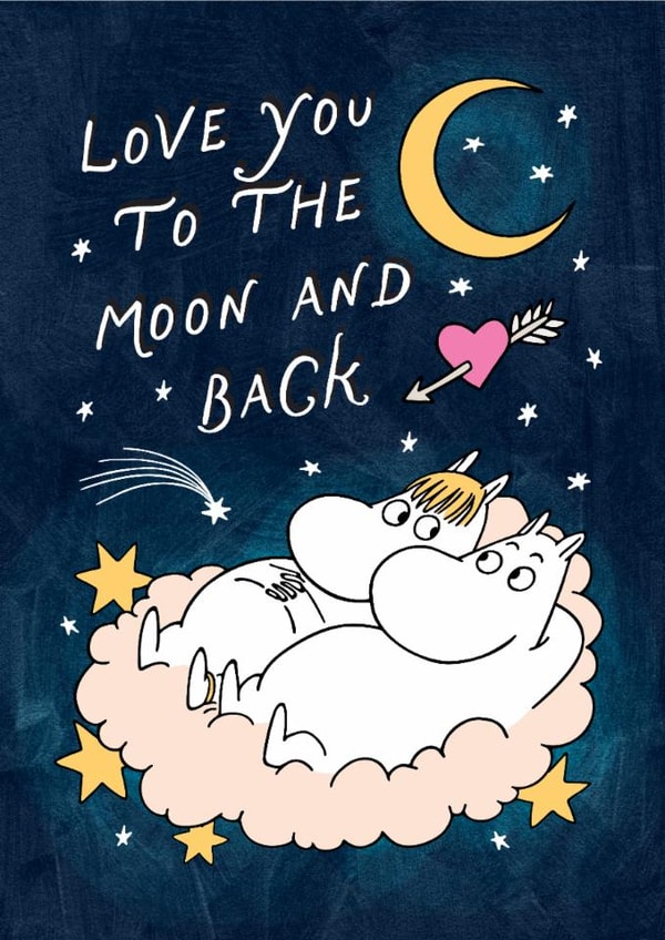Moomin Valentine’s or Anniversary Card - Love You To The Moon And Back created by Moomin Characters