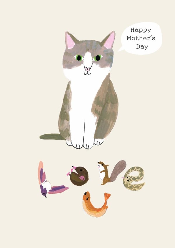 Funny Mother's Day Card - From The Cat - Love U - Dead Animals | thortful