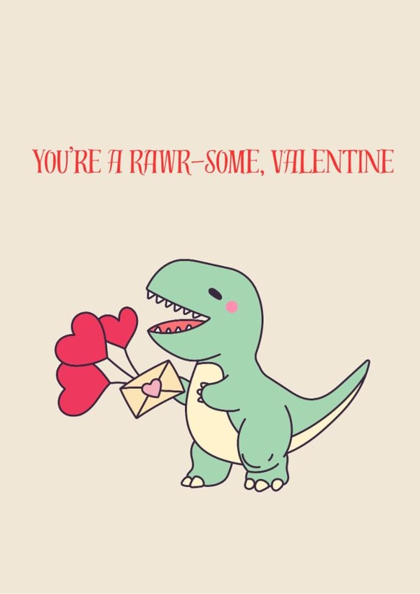 Cute dinosaur themed Valentines card. created by iAmAnimated
