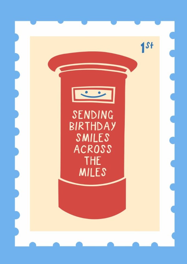 Cute Birthday Card - Sending Birthday Smiles Postbox Stamp created by Running with Scissors