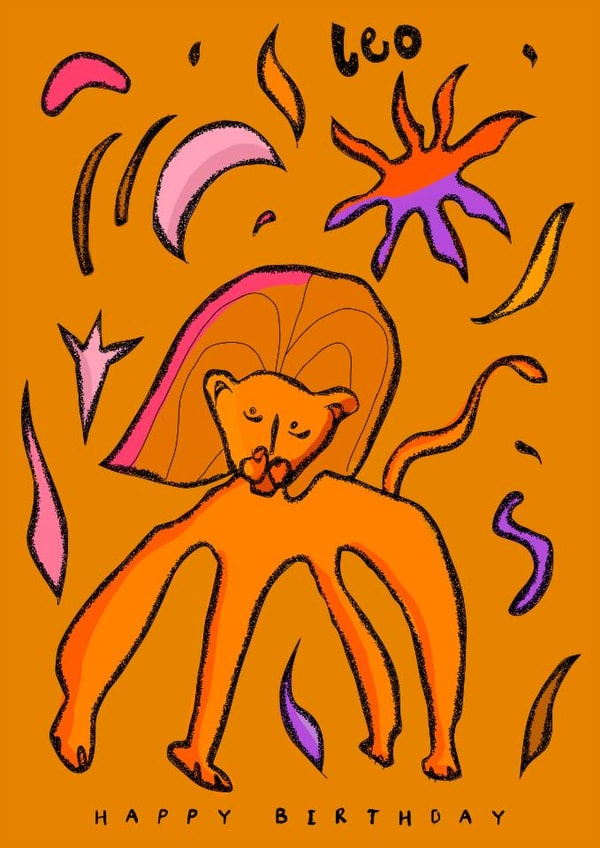 Arty Birthday Card - Leo - Star Sign created by Freya Niamh Design