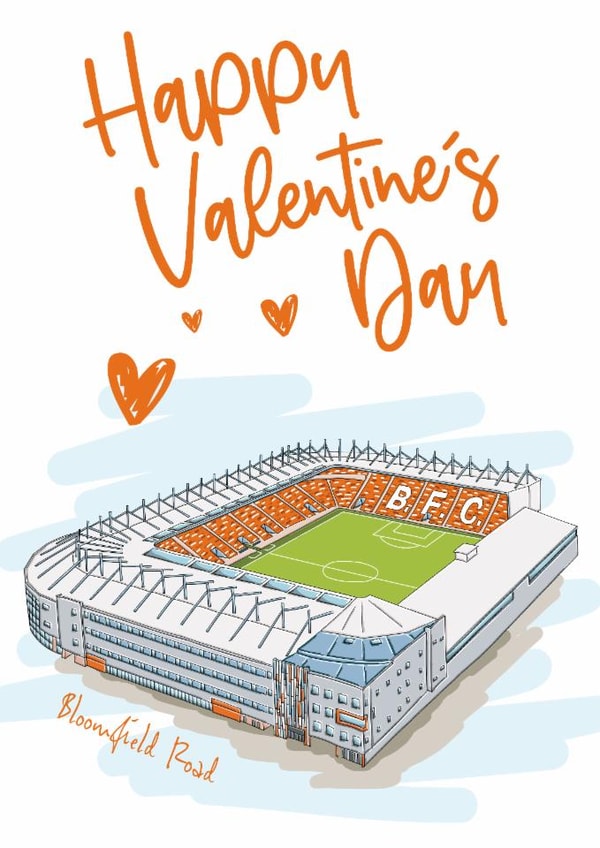 Classic Valentine's Day Card - Bloomfield Road - Blackpool FC created by Moo & Snip