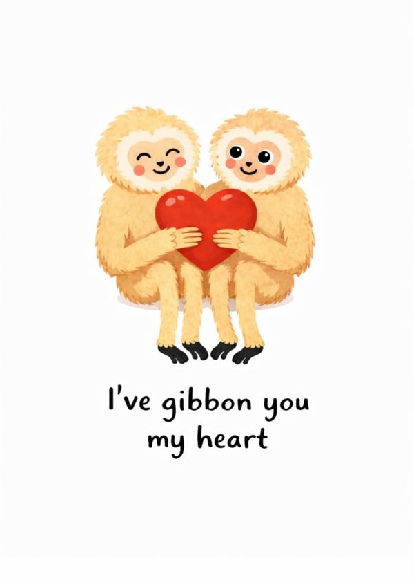 Cute Valentines card – Gibbons – I’ve gibbon you my heart created by From the Boathouse
