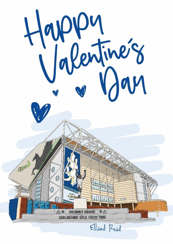 Classic Valentine's Day Card - Leeds United - Elland Road created by Moo & Snip