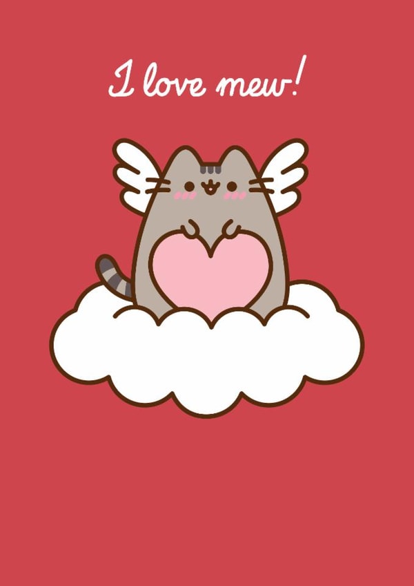 Cute Valentine's Day Card - Pusheen - Angel on Cloud created by Hype Cards