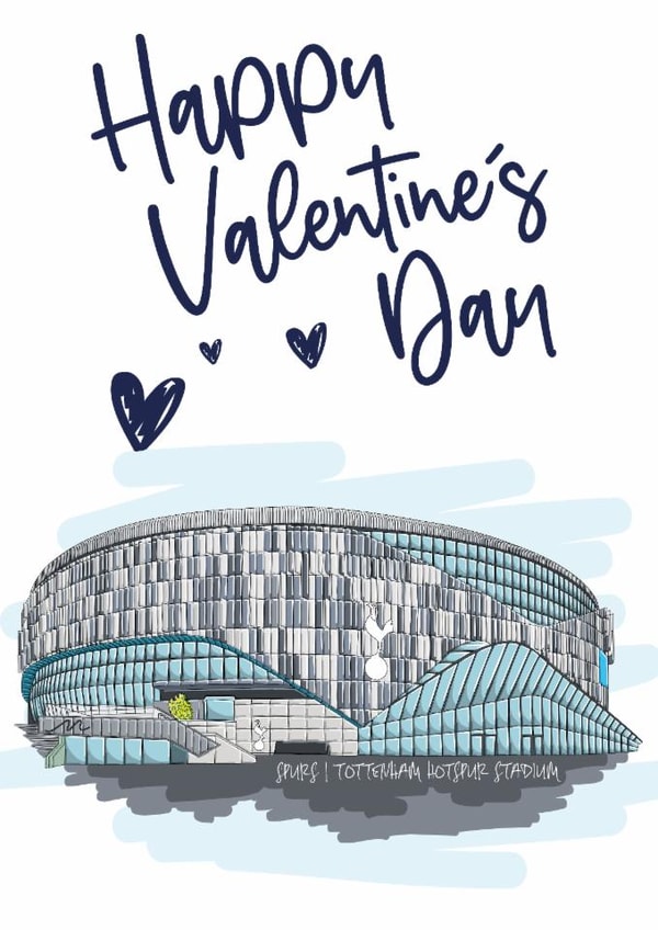 Classic Valentine's Day Card - Spurs - Tottenham Hotspur Stadium created by Moo & Snip