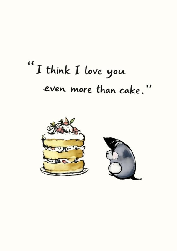 Cute Love card – Mole and Cake – I think I love you even more than cake created by From the Boathouse