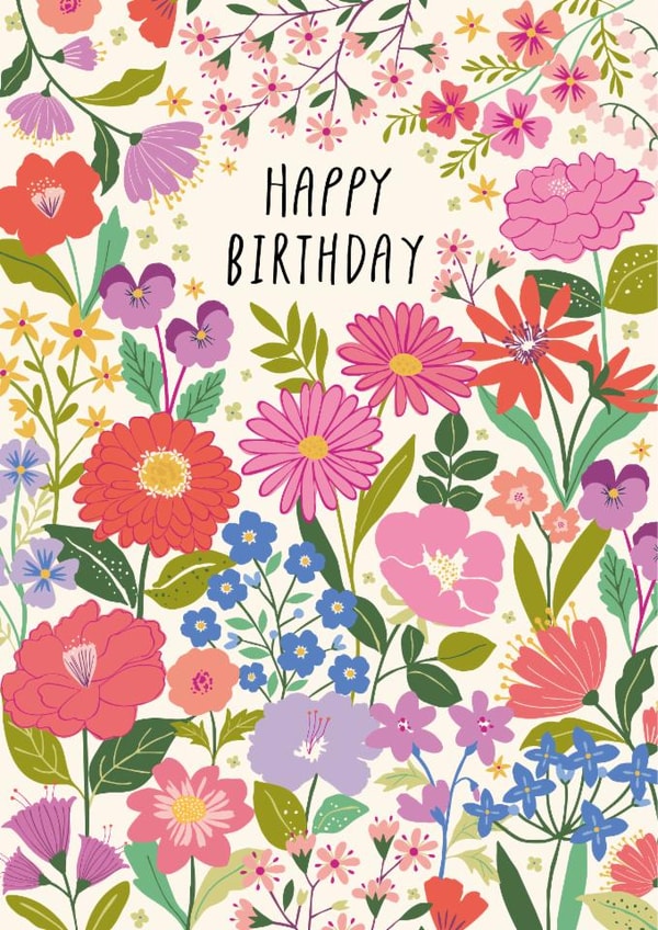 Pretty Birthday Card - Flowers - For Her created by Nina Raby - Jones