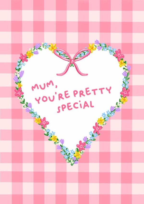 Pretty Special Mothers Day Card Pink Gingham Flowers created by HUTCH London 