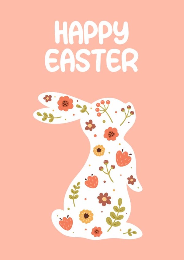 Cute Easter Card For Friend – Floral Bunny Illustration – Happy Easter created by Julia Beskrovnova