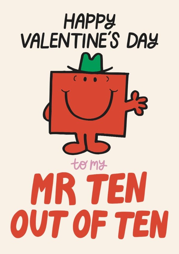 Cute Mr Men Valentine's Card - For Him - Mr Ten Out of Ten created by Mr. Men