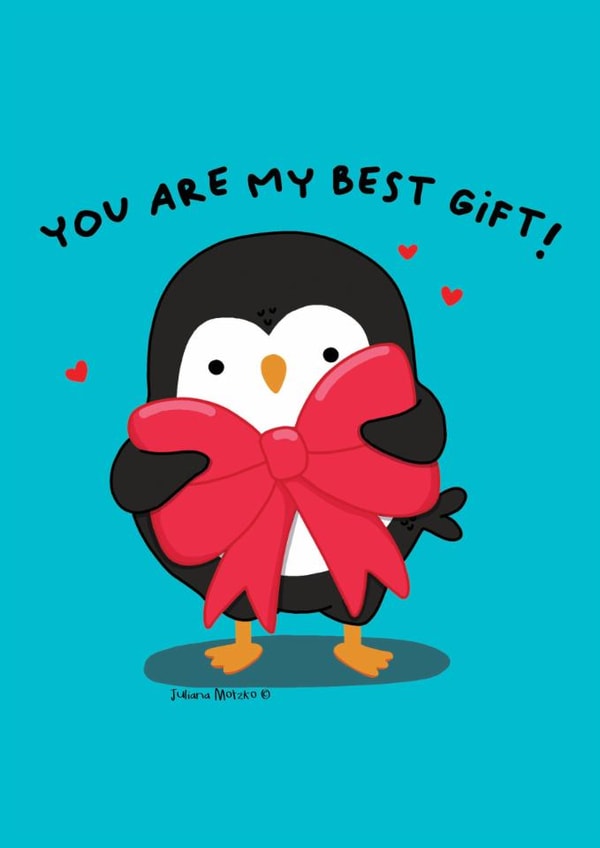 Cute Penguin Love Card -You are my best gift! created by Juliana Motzko