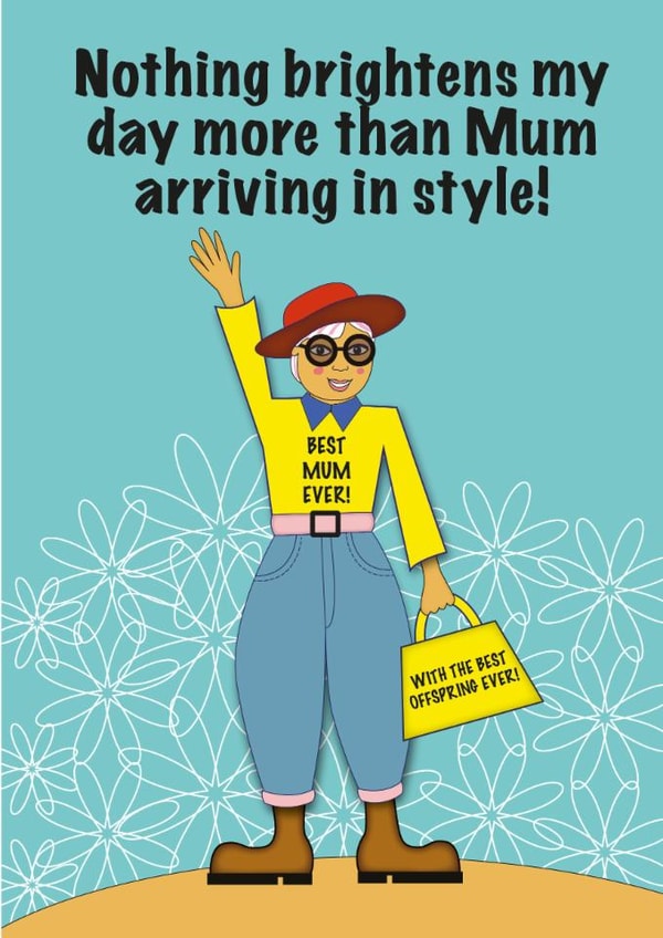 Cute Birthday or Mother's Day card for a stylish cool mum who brightens your day created by Pudding&Pie
