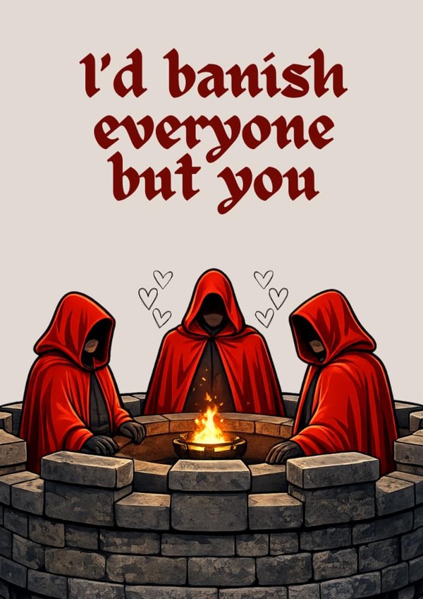 Funny valentines day card - The traitors UK - I'd Banish everyone but you created by Never Basic Club