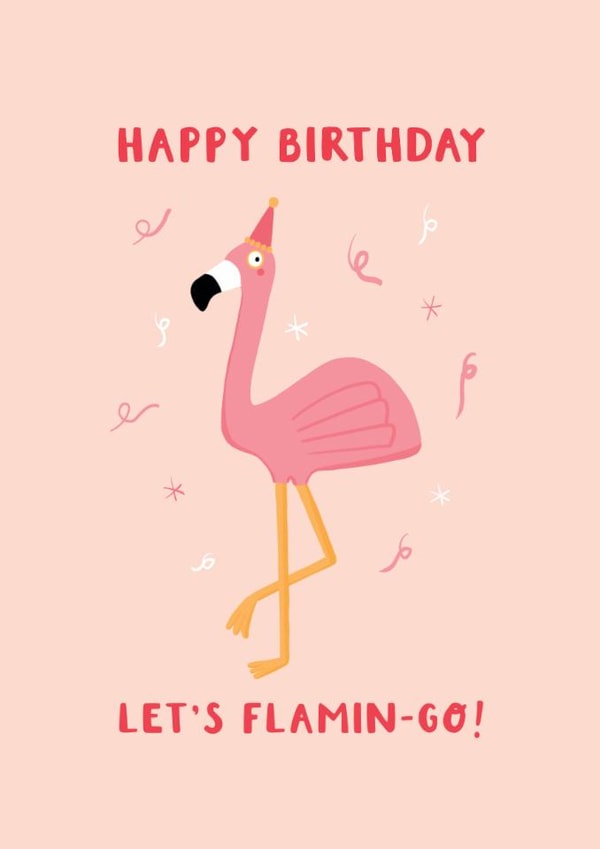 Cute Fun Flamingo Birthday Card created by Hug & Home Studio