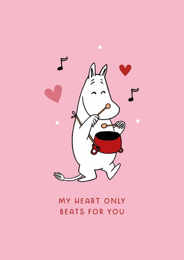 Moomin Valentine’s Day or Anniversary Card - My Heart Only Beats for You - Drum created by Moomin Characters