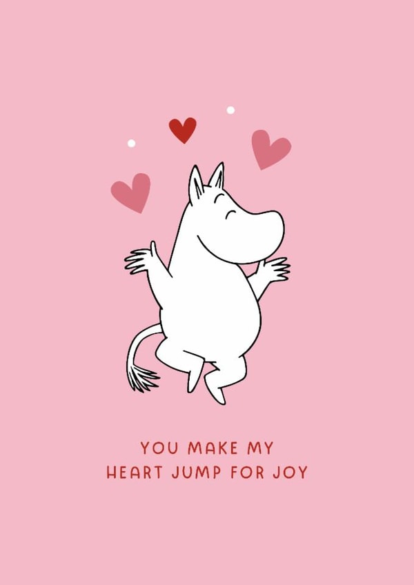 Moomin Valentine’s Day or Anniversary Card - You Make My Heart Jump for Joy created by Moomin Characters