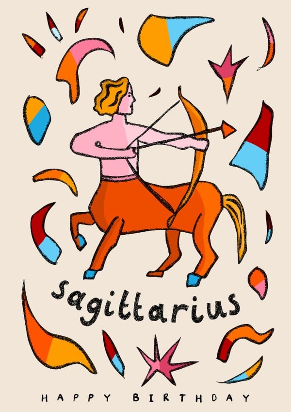 Arty Birthday Card - Sagittarius - Star Sign created by Freya Niamh Design
