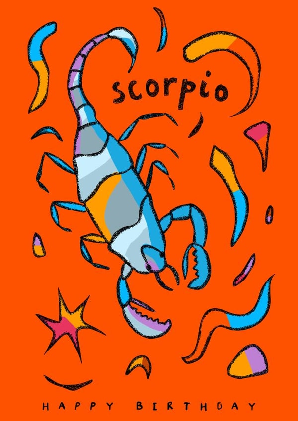 Arty Birthday Card - Scorpio - Star Sign created by Freya Niamh Design