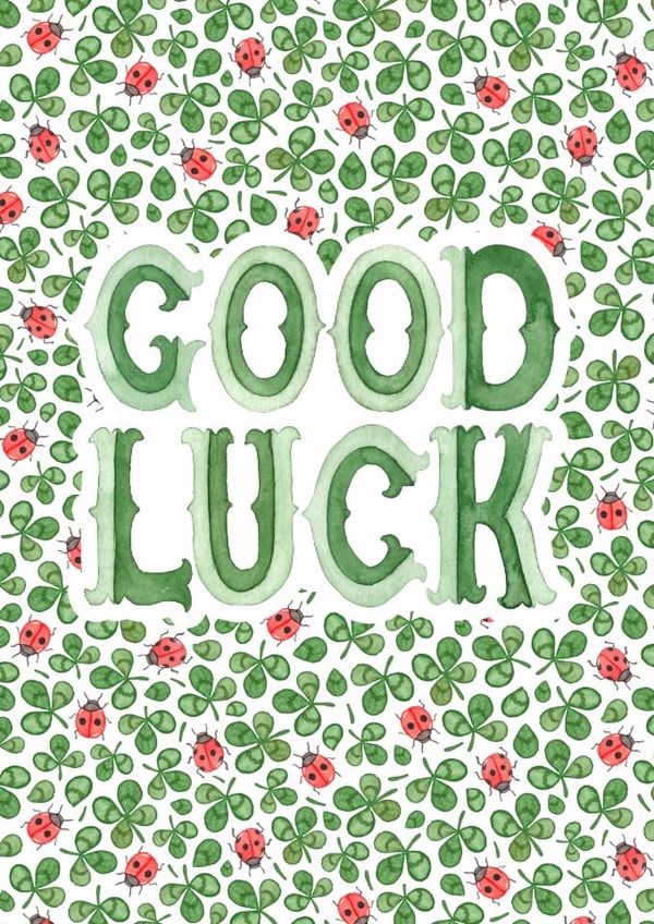 Classic Good Luck Card - Clovers created by Elena O'Neill