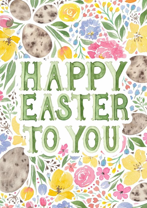 Classic Easter Card - Eggs And Flowers created by Elena O'Neill