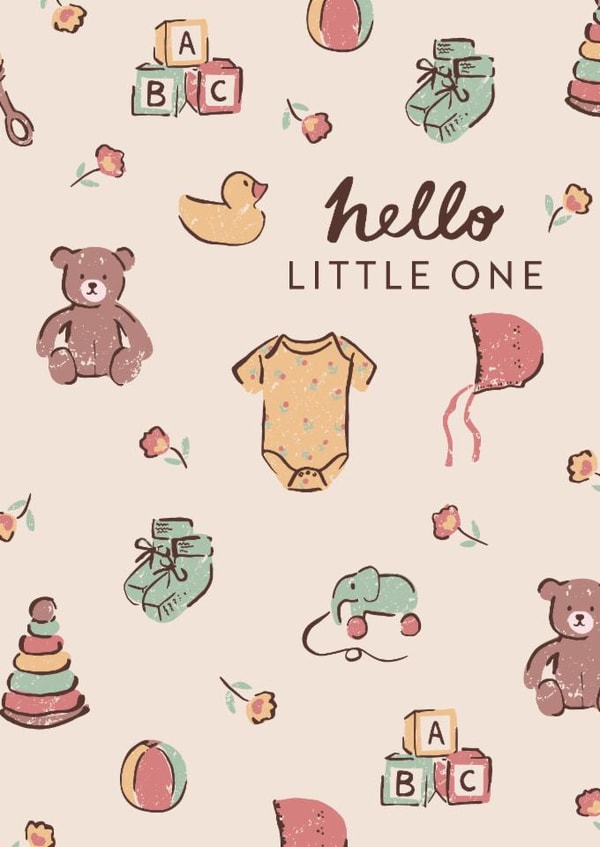 Classic New Baby Card - Hello Little One - Baby Clothes created by Embletree Designs