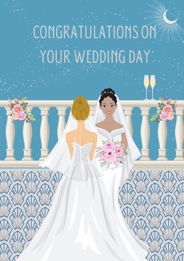 Art deco style lesbian wedding card created by SKAA