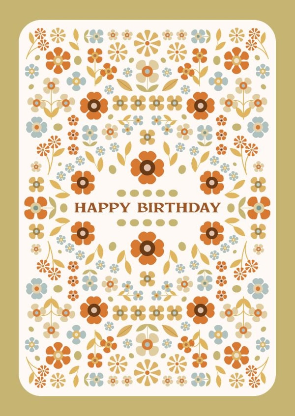 Pretty Floral Birthday Card - Happy Birthday - Illustrated Flower Card for Her created by Lately Studio