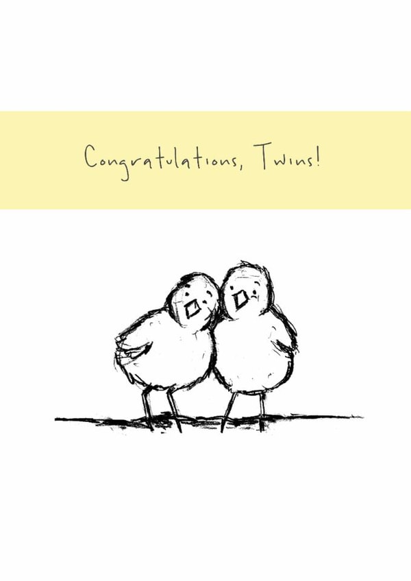Cute New Baby Card - Twins - Chick created by Lucy Driver