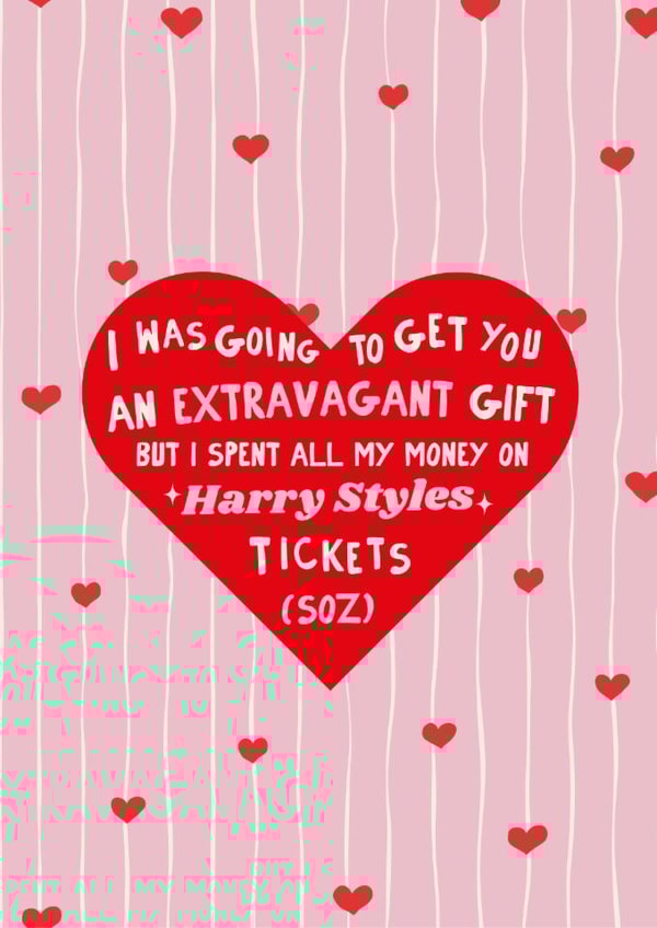Funny Valentine's Harry Styles Tickets Card created by Moonshine Prints
