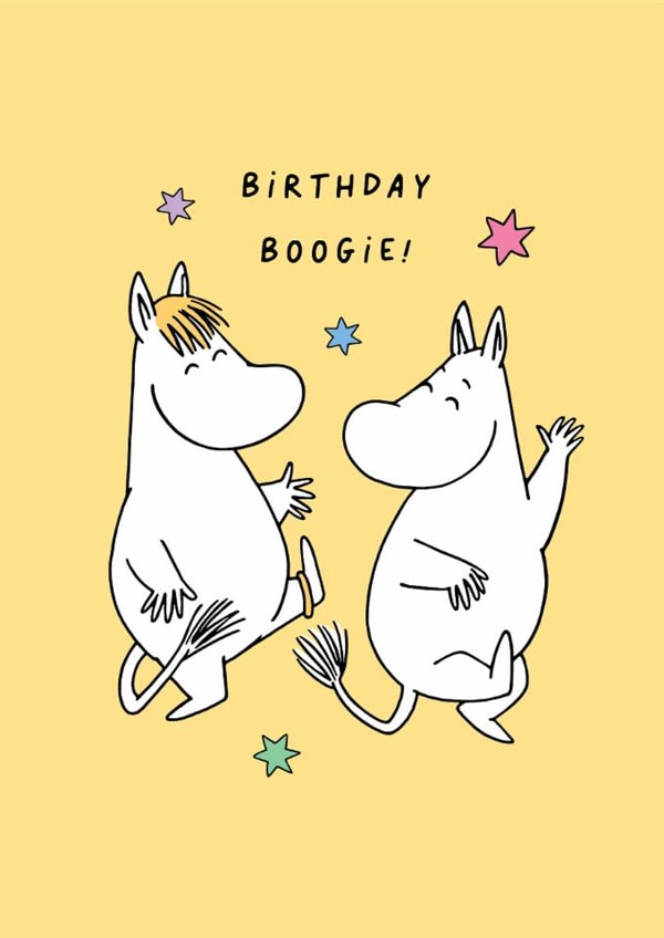 Cute Moomin Birthday Card - Birthday Boogie created by Moomin Characters