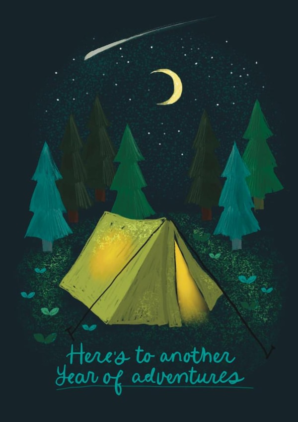 Classic Birthday Card - Another Year Of Adventures - Camping created by Giddy Kipper