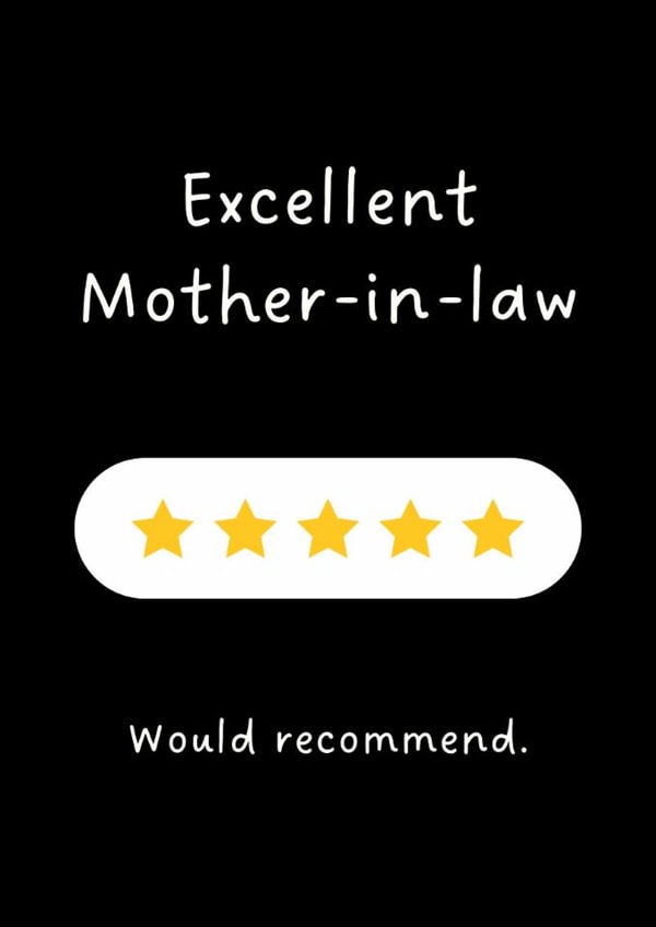 Funny Birthday Card - For Mother-In-Law - 5 Stars created by Sundiva Designs