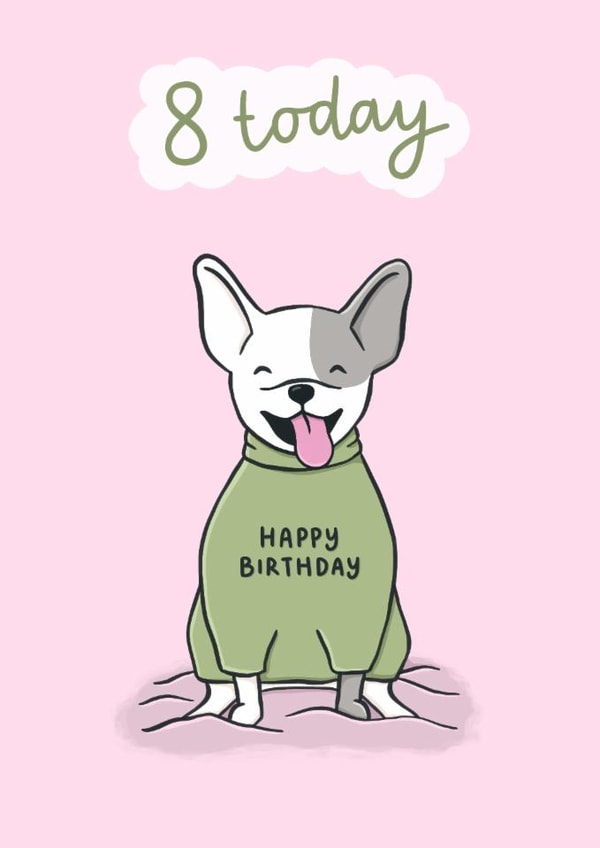 Cute Birthday Card - 8th - French Bulldog created by Fliss Muir
