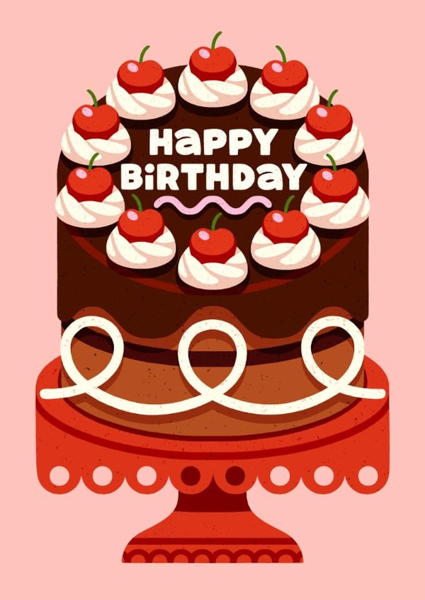 Classic Birthday Card - Chocolate Cake - Cherries created by Folio | Ian Owen