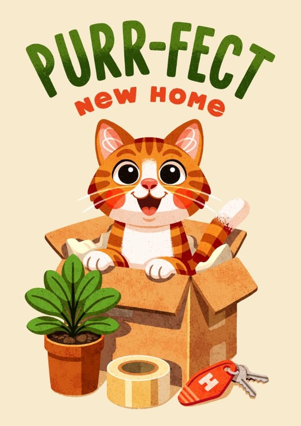 Cute New Home Card - Cat - Purr-Fect created by Folio | Ian Owen