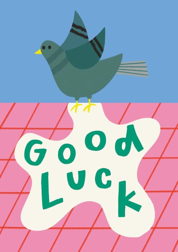 Funny Good Luck Card - Pigeon - Poo created by AbiGoLucky