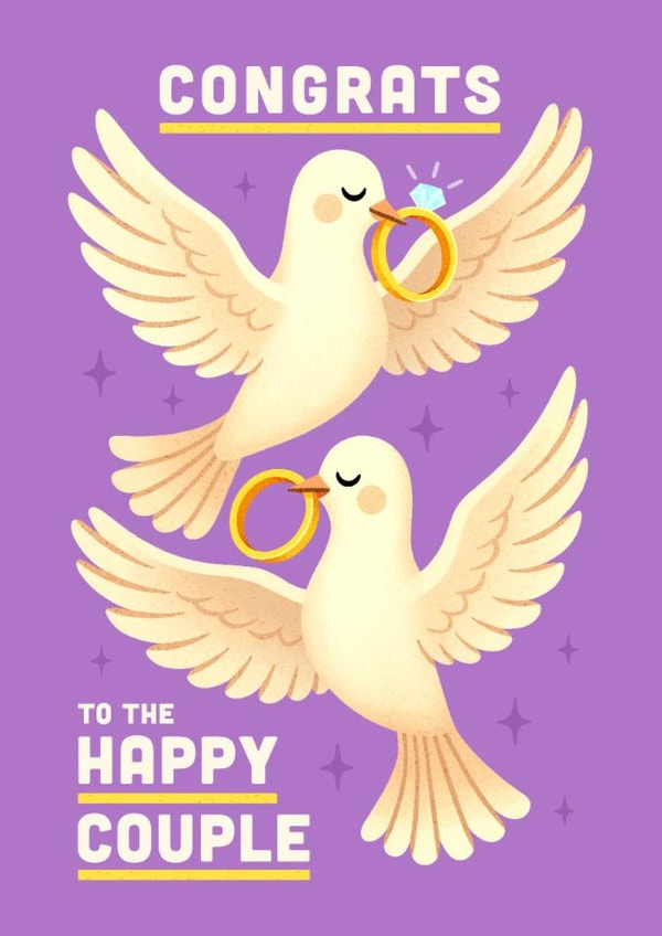 Cute Wedding Card - Love Birds - Congrats To The Happy Couple created by Folio | Ian Owen