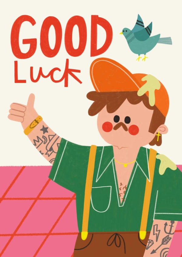 Funny Good Luck Card - Pigeon - Poop created by AbiGoLucky