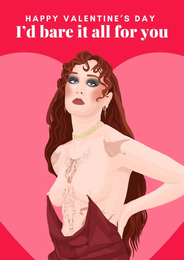 Funny Valentine's Day Card - Chappell Roan - Grammys Outfit created by Pink Peach Cards