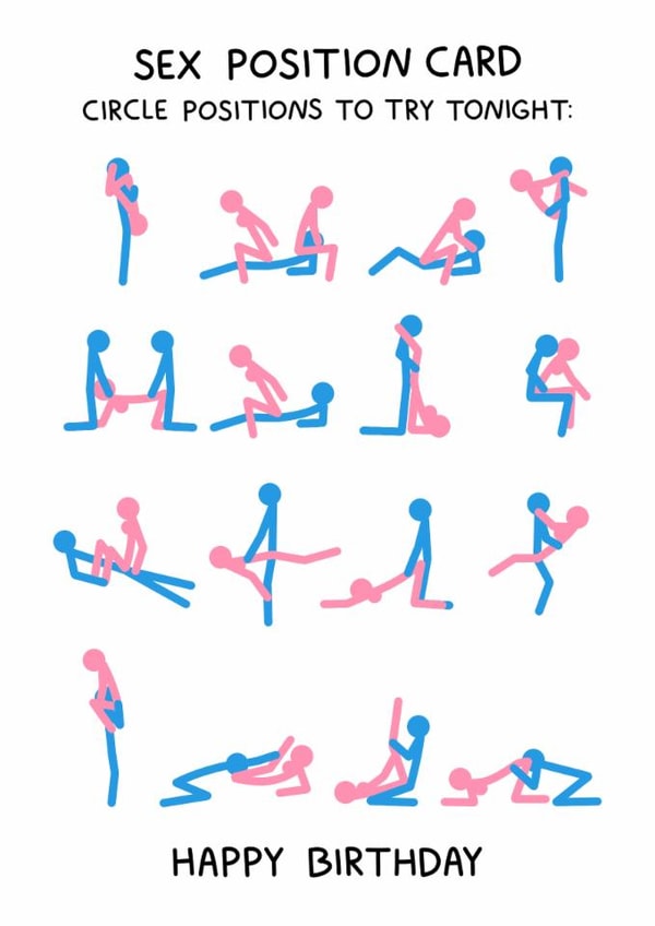 Naughty Birthday Card - For Him - Cheeky Sex Positions created by YAWN DESIGNS