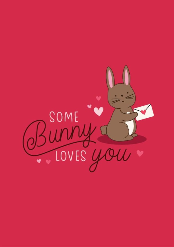 Cute Bunny Valentine's Card - Some Bunny Loves You - Pun Valentines Card created by KDee Designs