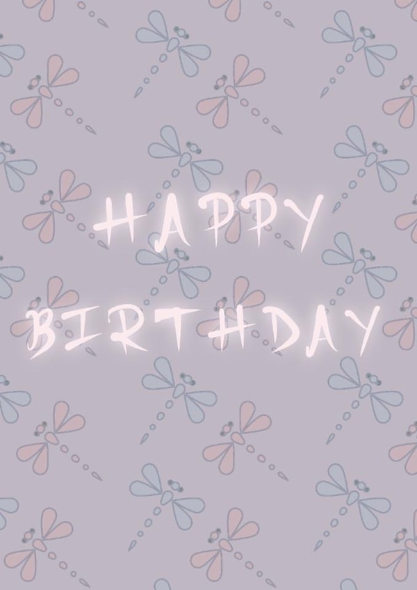 Happy Birthday Card – Classic Pretty Dragonflies in Soft Colours. created by May Annella