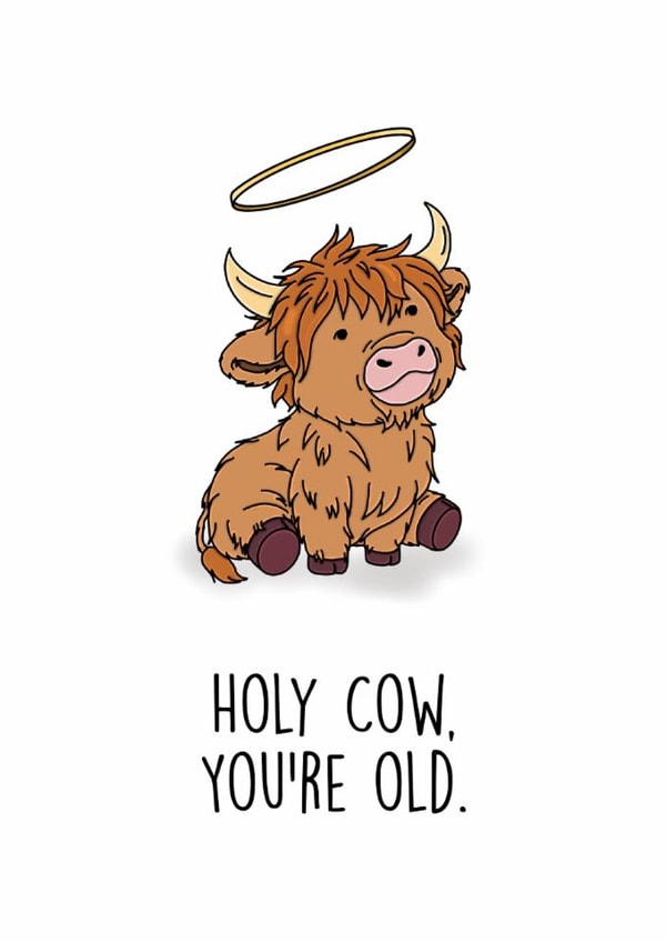 Holy Cow - Adorable birthday card created by the Kitten and the Bear