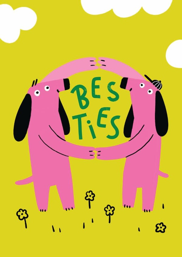 Cute Love And Friendship Card - Besties - Dog created by Au Contraire