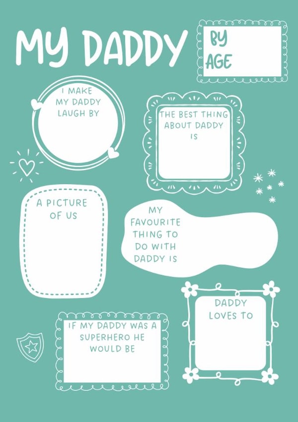 Cute Father's Day Card - Daddy Questionnaire - Personalised Daddy Birthday Card created by Dinky Dino