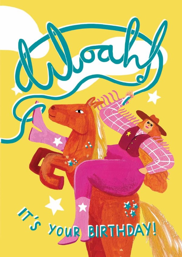 Arty Birthday Card - For Her - Cowgirl - Horse created by Ickaprint
