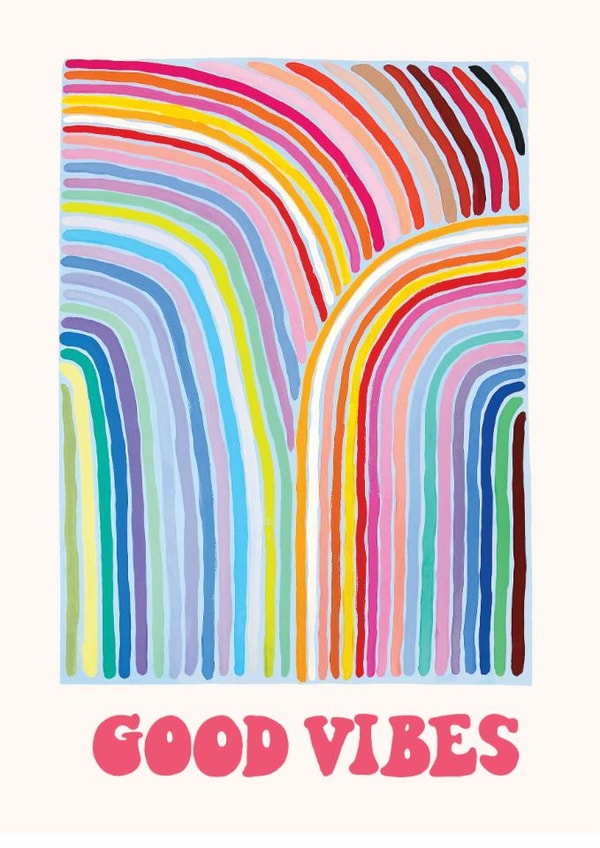 Arty Love & Friendship Card - Good Vibes - Vibrant Design created by Ickaprint