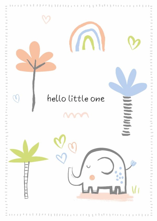 Cute baby card for new parents - new born - elephant - welcome baby - congrats created by Cesca Hoyle
